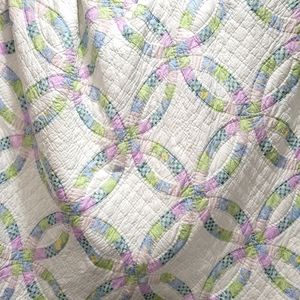 COPY - Antique Double Wedding Ring Quilt with Standard Pillow Shams, Multi-Colo…